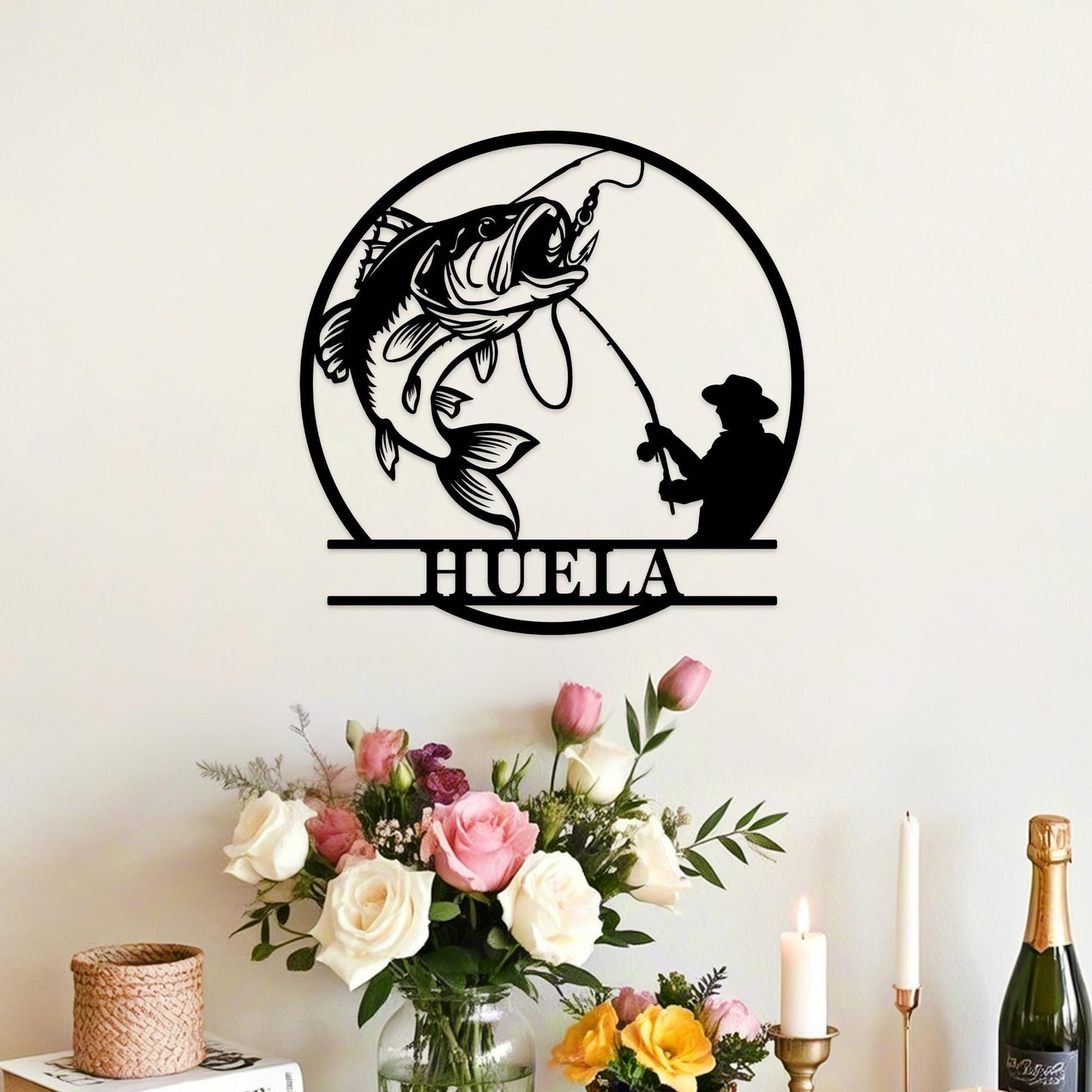 Fish Metal Name Sign, Custom Fishing Sign, Fish Metal Sign, Fish Metal Wall Art,Outdoor Fishing Sign,Fishing Cabin Decor,Gift for Fisherman