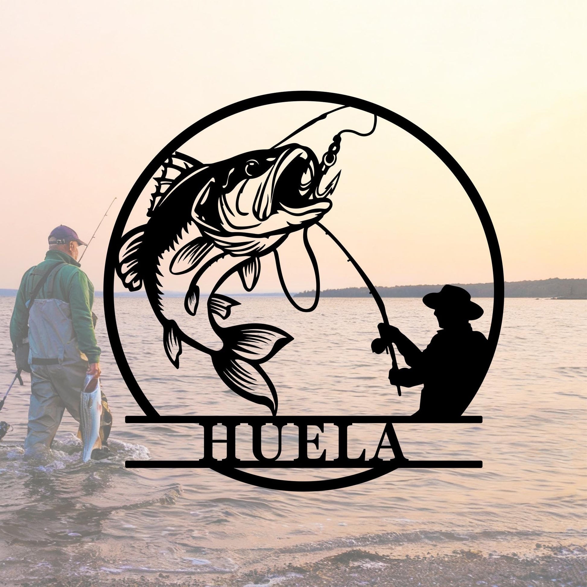 Fish Metal Name Sign, Custom Fishing Sign, Fish Metal Sign, Fish Metal Wall Art,Outdoor Fishing Sign,Fishing Cabin Decor,Gift for Fisherman