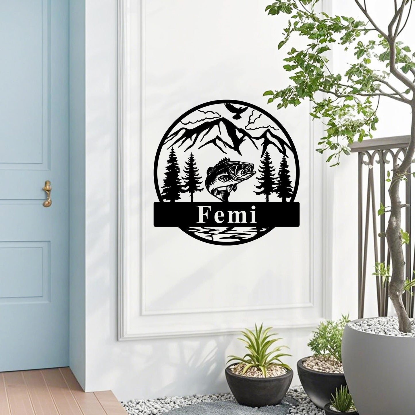 Personalized Fish Name Sign,Custom Fishing Sign,Fishing Metal Sign,Outdoor Bass Fishing Sign,Fish Metal Monogram Sign,Fish Metal Wall Art