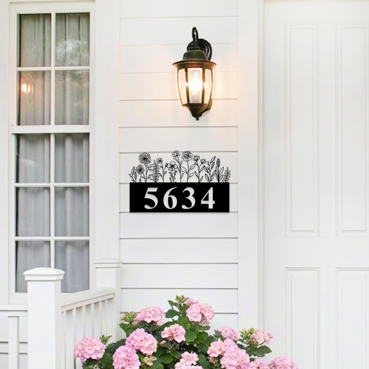 Custom Metal Adress Sign,Modern House Number Sign,Floral Address Plaque,Metal House Numbers,Gate Number Sign,Front Door Number,New Home Gift