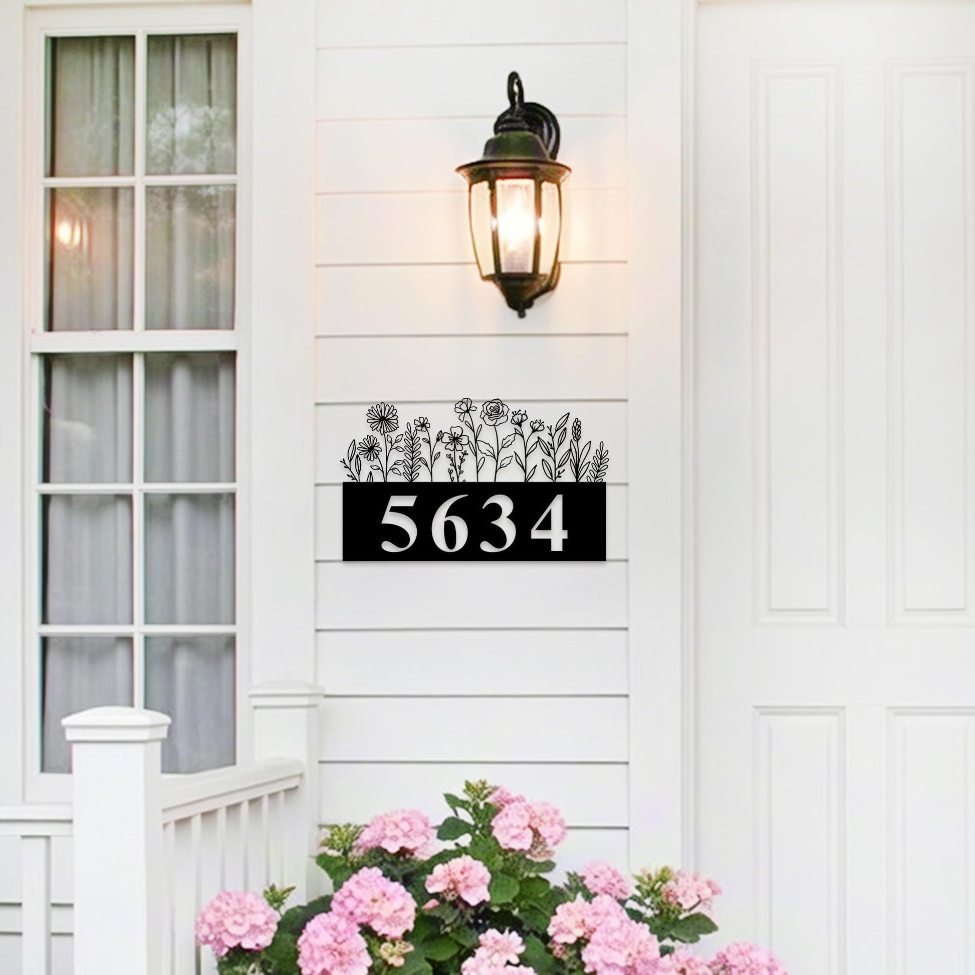 Custom Metal Adress Sign,Modern House Number Sign,Floral Address Plaque,Metal House Numbers,Gate Number Sign,Front Door Number,New Home Gift