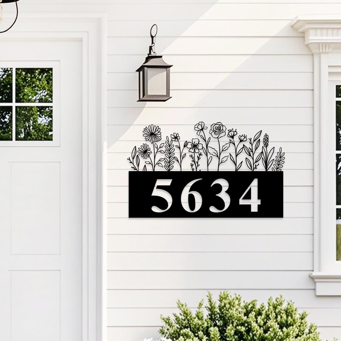 Custom Metal Adress Sign,Modern House Number Sign,Floral Address Plaque,Metal House Numbers,Gate Number Sign,Front Door Number,New Home Gift