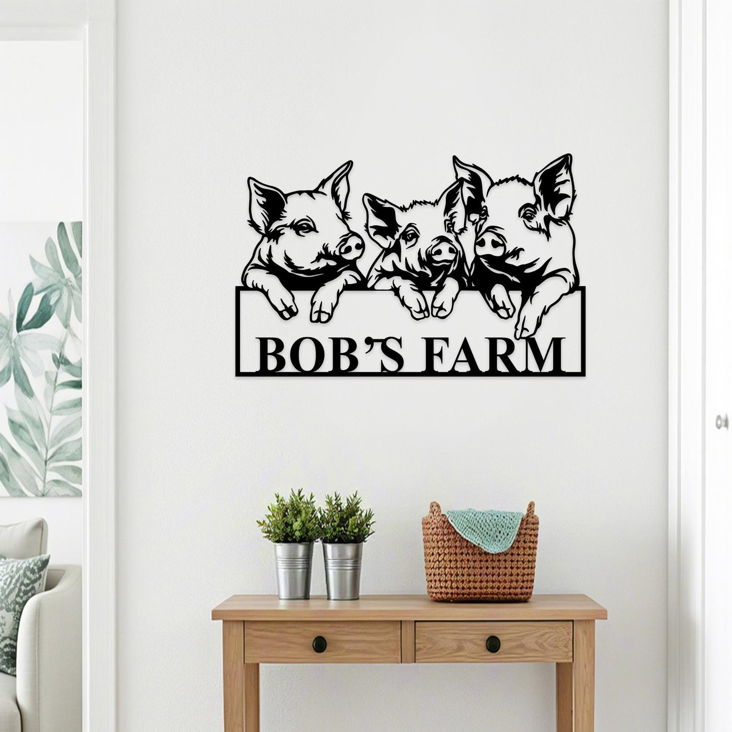 Custom Pig Wall Art,Piggy Metal Sign,Personalized Pig Name Sign,Pig Barn Sign,Pig Farmhouse Decor,Pig Welcome Sign,Pig Farm Sign,Pig Decor