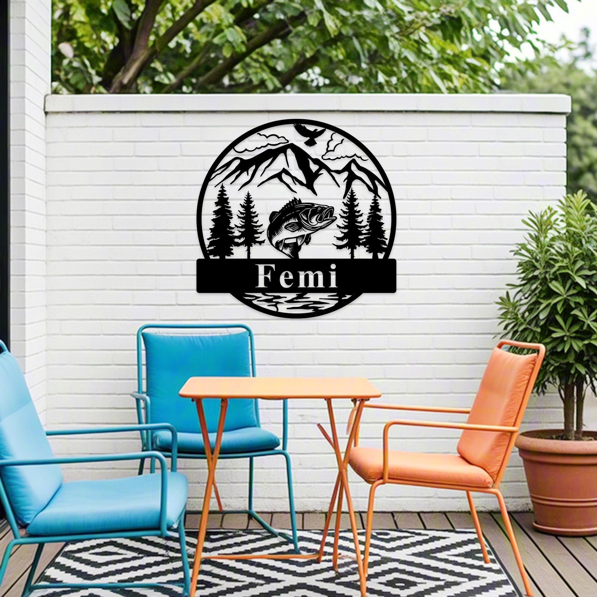 Personalized Fish Name Sign,Custom Fishing Sign,Fishing Metal Sign,Outdoor Bass Fishing Sign,Fish Metal Monogram Sign,Fish Metal Wall Art