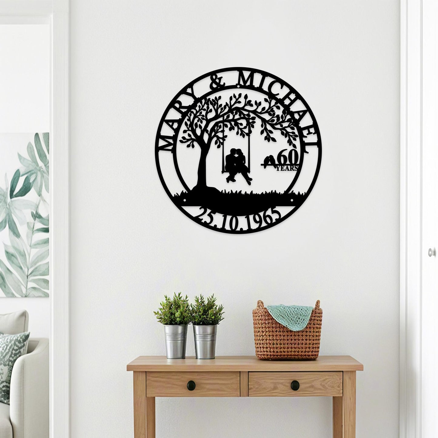 Personalized 60th Anniversary Gift for Parents,Custom 50 Year Anniversary Sign,Diamond Anniversary Gift,Wedding Anniversary Metal Wall Art