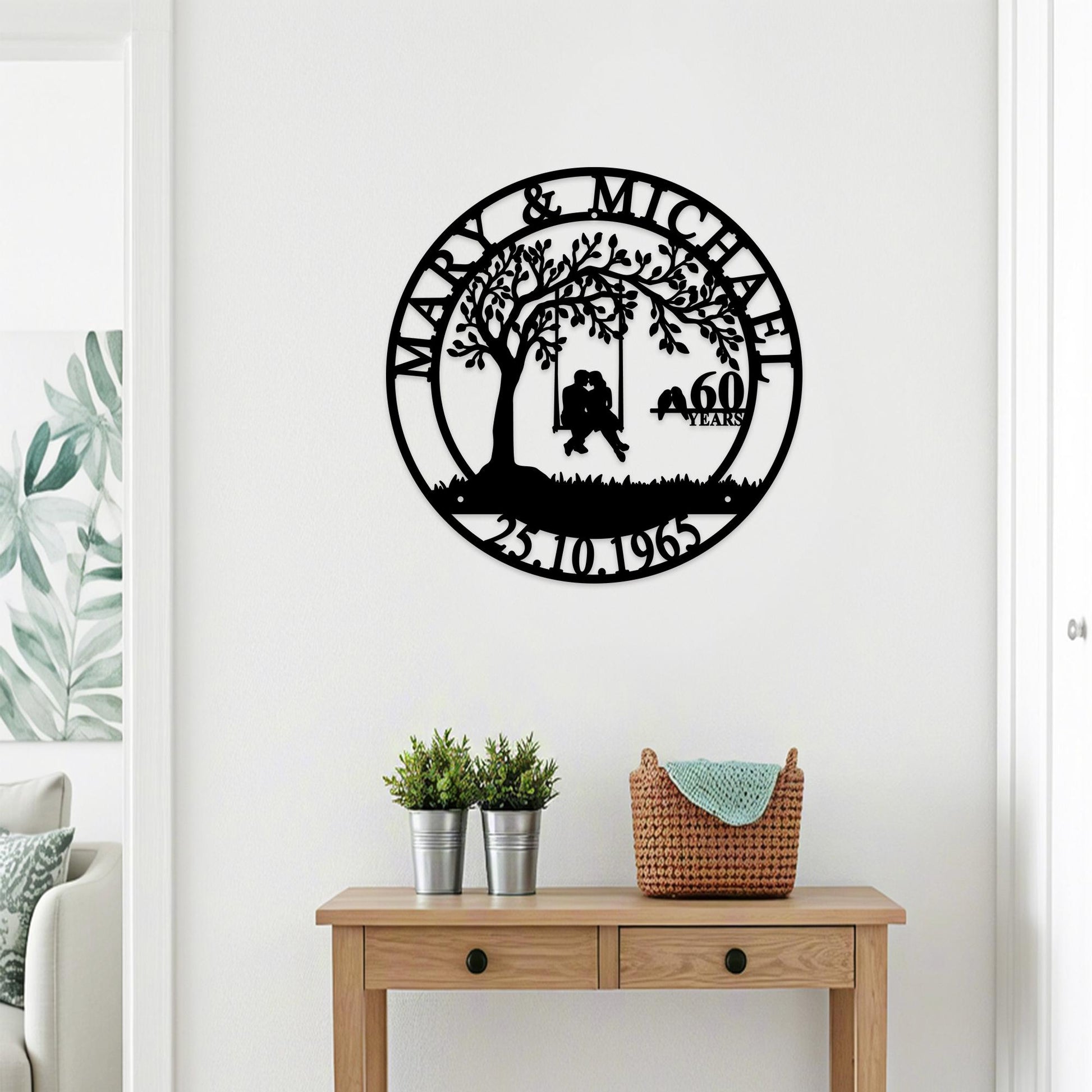 Personalized 60th Anniversary Gift for Parents,Custom 50 Year Anniversary Sign,Diamond Anniversary Gift,Wedding Anniversary Metal Wall Art