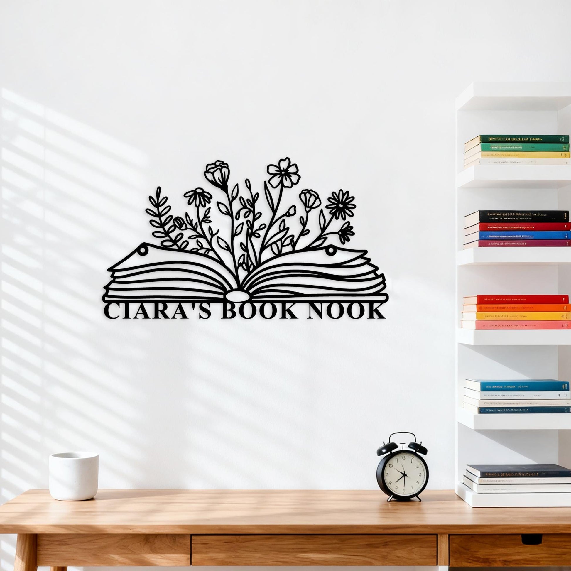 Custom Library Metal Sign,Floral Bookshop Sign,Personalized Book Sign,Bookworm Sign,Book Club Wall Decor,Bookshelf Sign,Reading Room Gift