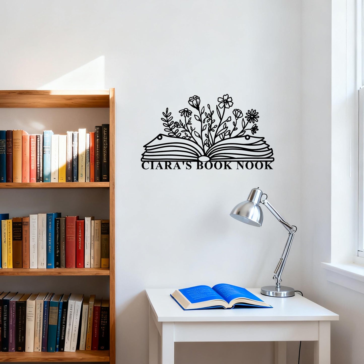 Custom Library Metal Sign,Floral Bookshop Sign,Personalized Book Sign,Bookworm Sign,Book Club Wall Decor,Bookshelf Sign,Reading Room Gift