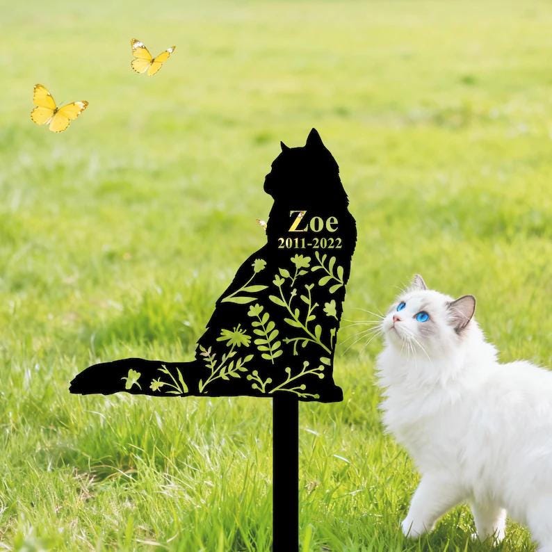 Custom Cat Memorial Garden Stake, Cat Grave Marker, Cat Memorial Plaque, Pet Cat Yard Art, Cat Breed Sign, Cat Remembrance, Cat Loss Gift
