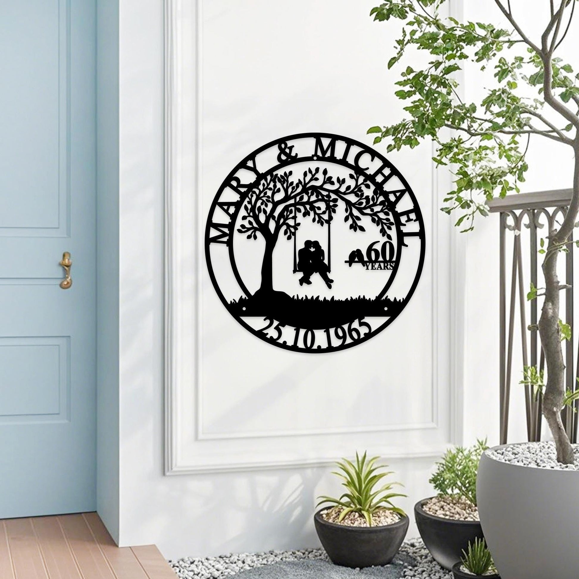 Personalized 60th Anniversary Gift for Parents,Custom 50 Year Anniversary Sign,Diamond Anniversary Gift,Wedding Anniversary Metal Wall Art