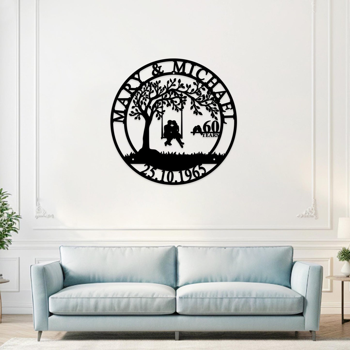 Personalized 60th Anniversary Gift for Parents,Custom 50 Year Anniversary Sign,Diamond Anniversary Gift,Wedding Anniversary Metal Wall Art