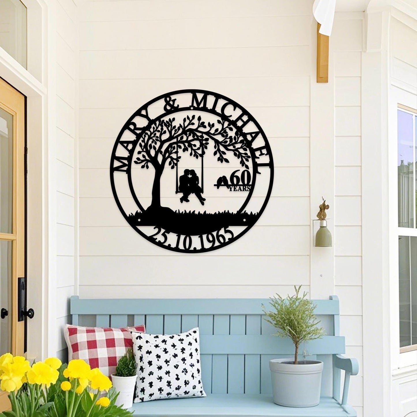 Personalized 60th Anniversary Gift for Parents,Custom 50 Year Anniversary Sign,Diamond Anniversary Gift,Wedding Anniversary Metal Wall Art