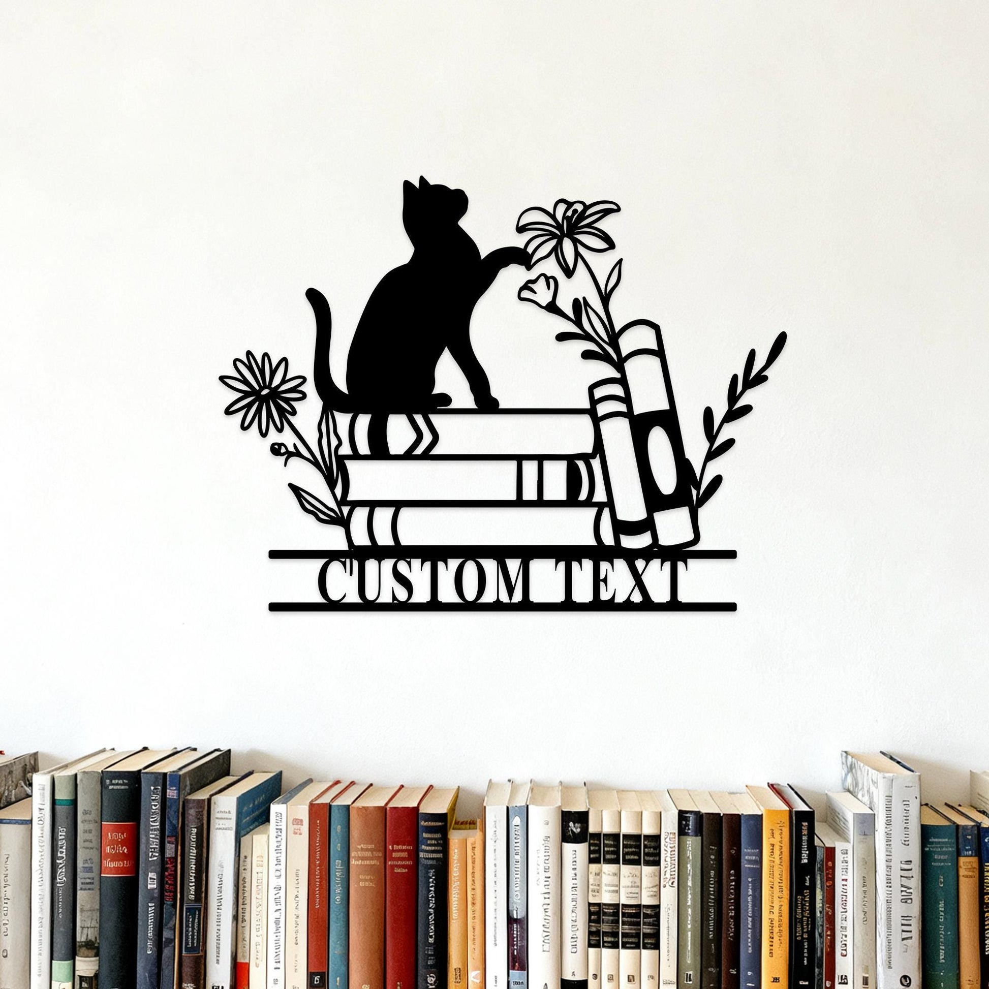 Custom Library Sign, Personalized Reading Nook Metal Sign, Reading Room Sign, Book Nook Decor, Cat Wall Art, Bookshelf Sign, Book Worm Sign