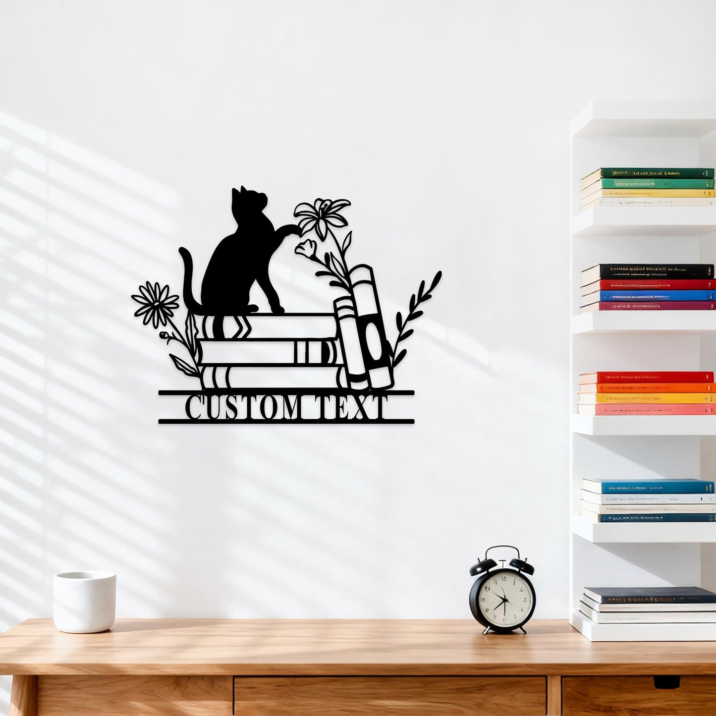 Custom Library Sign, Personalized Reading Nook Metal Sign, Reading Room Sign, Book Nook Decor, Cat Wall Art, Bookshelf Sign, Book Worm Sign