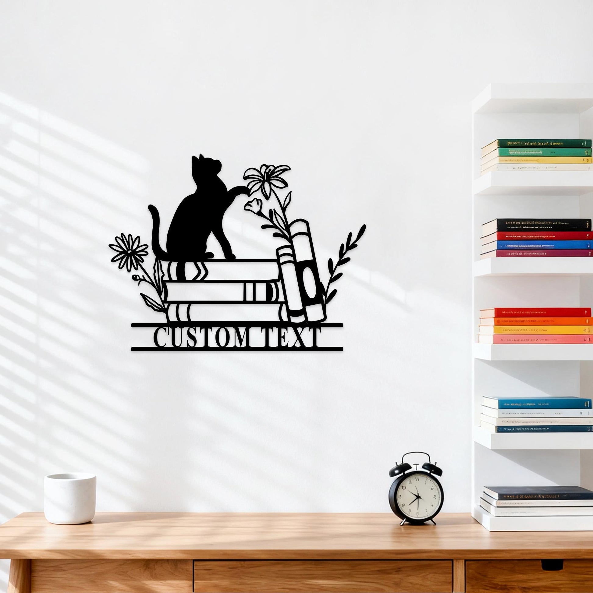 Custom Library Sign, Personalized Reading Nook Metal Sign, Reading Room Sign, Book Nook Decor, Cat Wall Art, Bookshelf Sign, Book Worm Sign