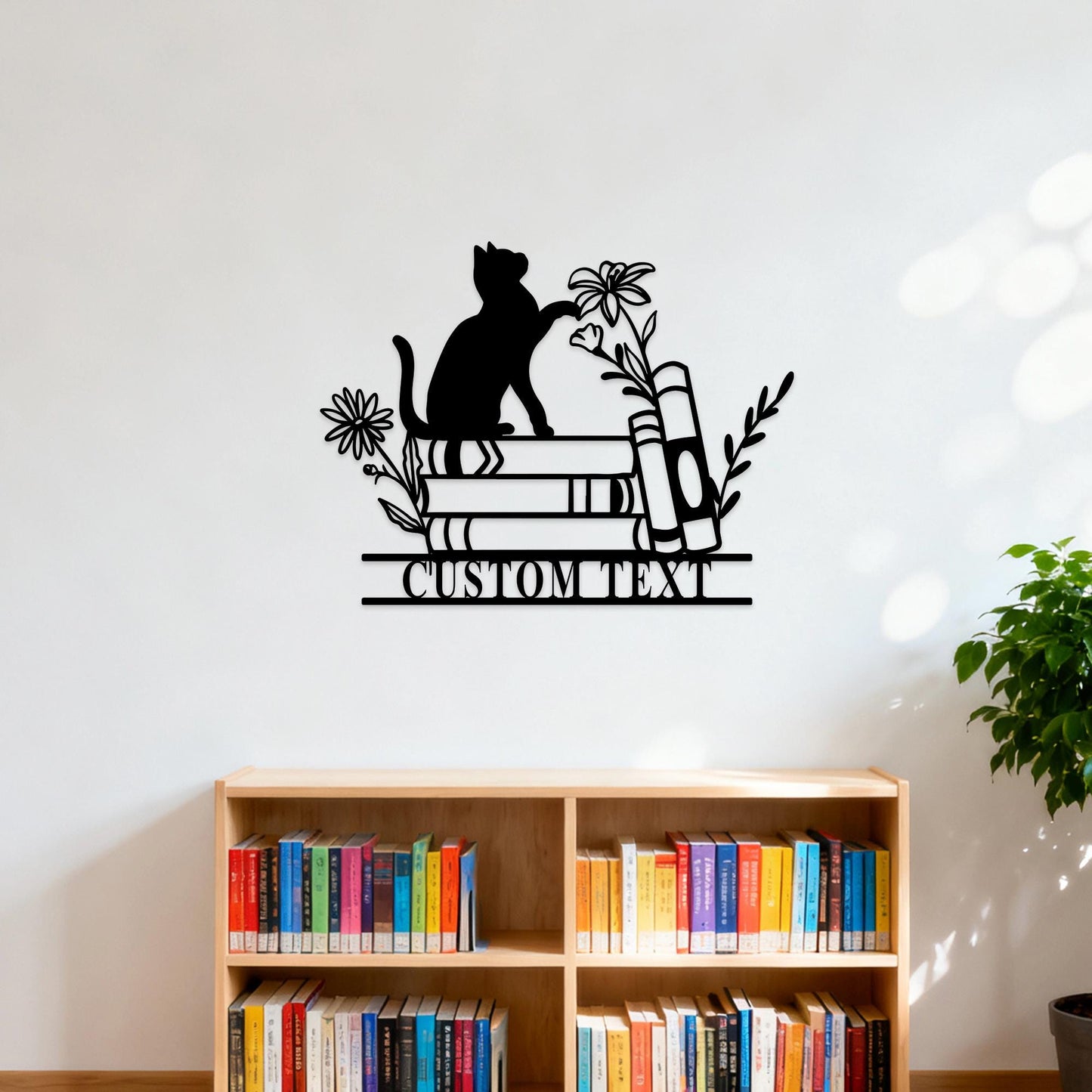 Custom Library Sign, Personalized Reading Nook Metal Sign, Reading Room Sign, Book Nook Decor, Cat Wall Art, Bookshelf Sign, Book Worm Sign