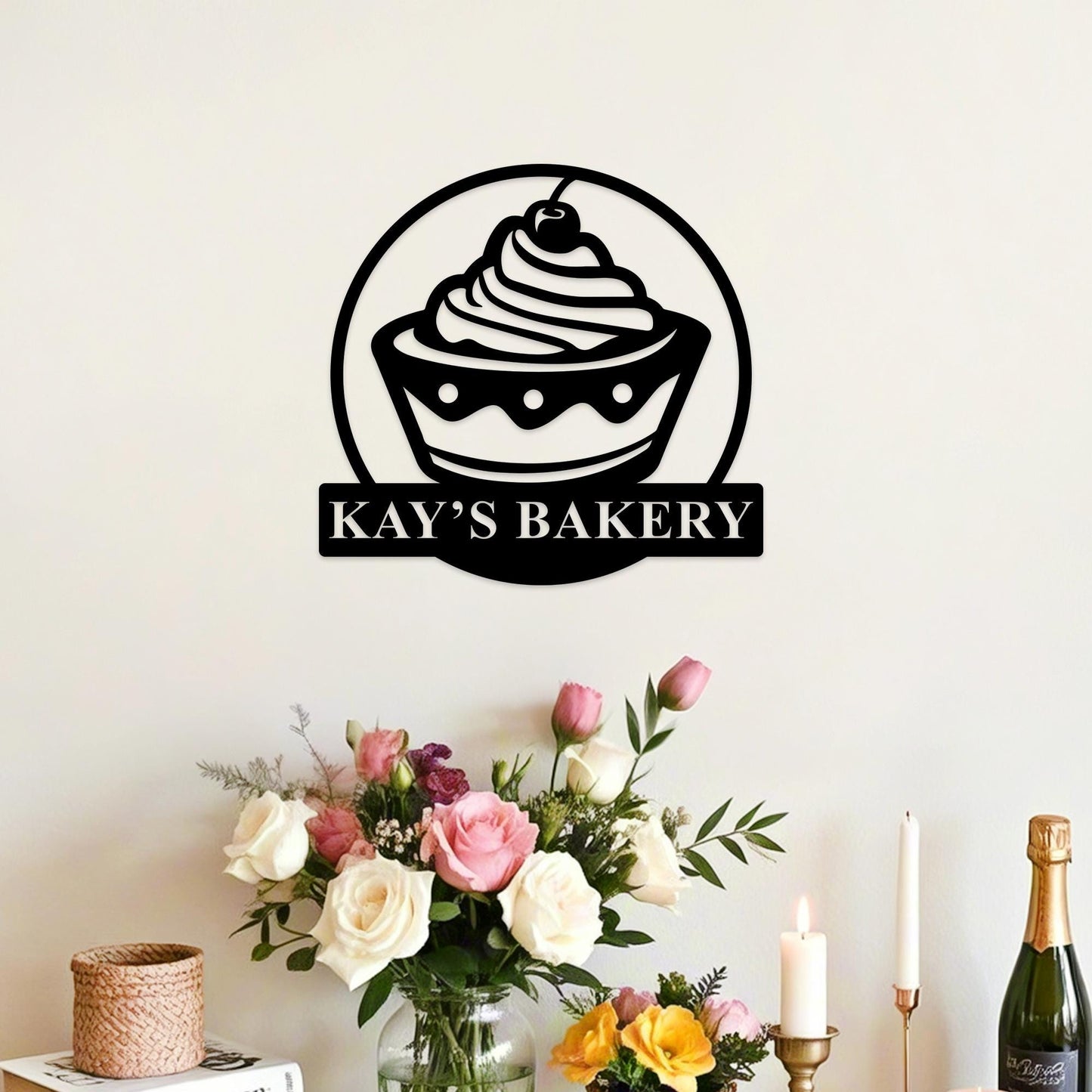 Custom Bakery Metal Sign, Cupcake Bar Sign, Bakery Name Decor, Bake Shop Sign, Bakery Kitchen Decor, Baking Wall Art, Baking Lovers Gift