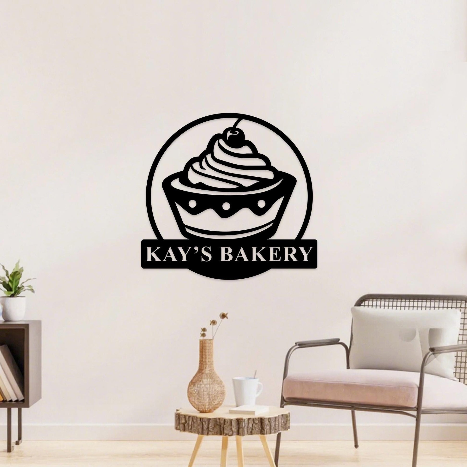 Custom Bakery Metal Sign, Cupcake Bar Sign, Bakery Name Decor, Bake Shop Sign, Bakery Kitchen Decor, Baking Wall Art, Baking Lovers Gift