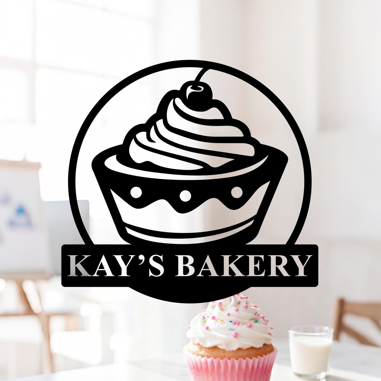 Custom Bakery Metal Sign, Cupcake Bar Sign, Bakery Name Decor, Bake Shop Sign, Bakery Kitchen Decor, Baking Wall Art, Baking Lovers Gift