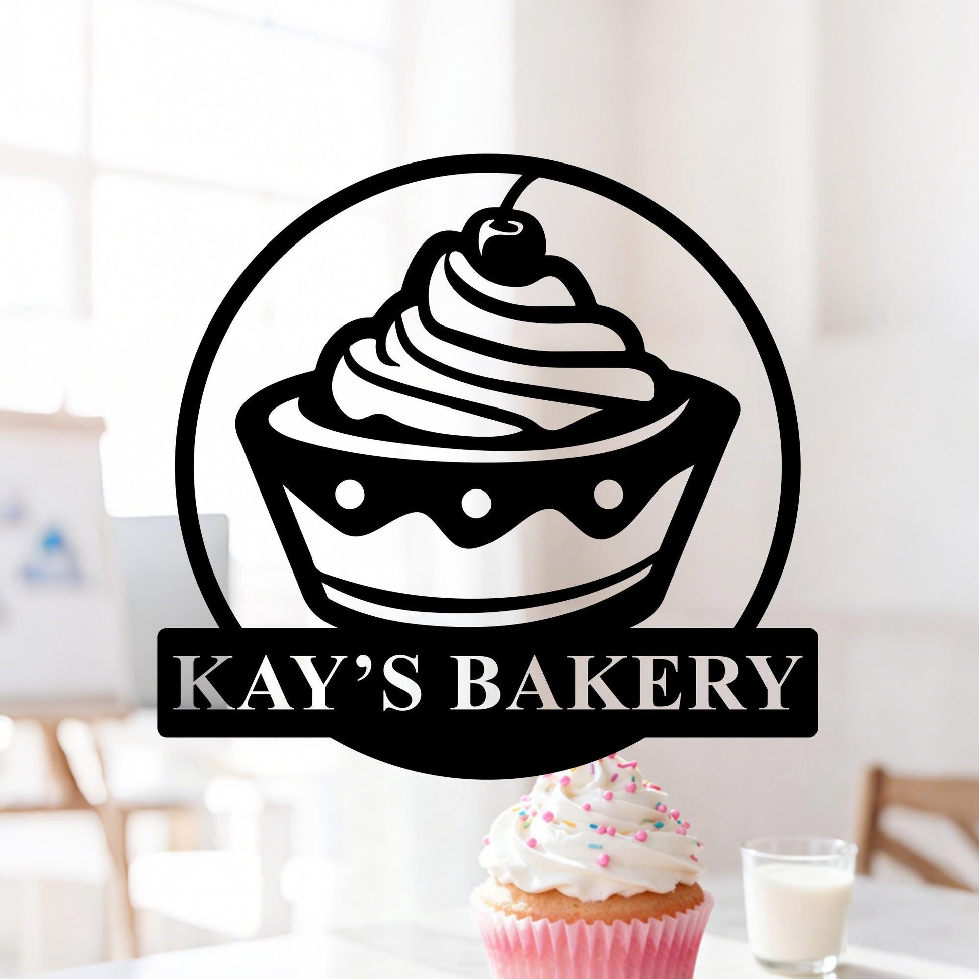 Custom Bakery Metal Sign, Cupcake Bar Sign, Bakery Name Decor, Bake Shop Sign, Bakery Kitchen Decor, Baking Wall Art, Baking Lovers Gift