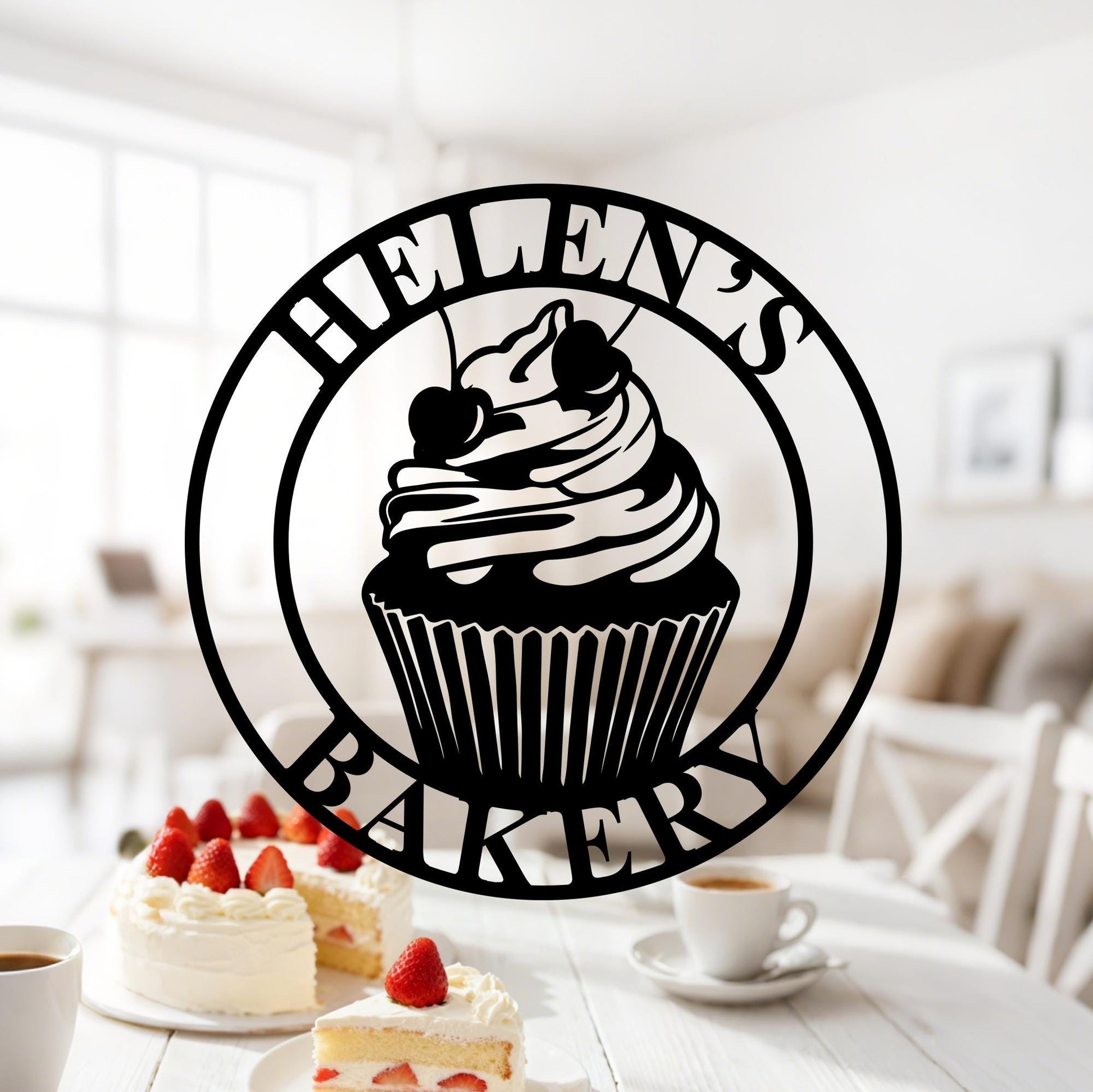 Personalized Baking Metal Sign, Bakery Wall Hanging, Bakery Metal Sign, Cupcake Wall Art, Bakery Name Decor, Baker Shop Sign, Baking Gift