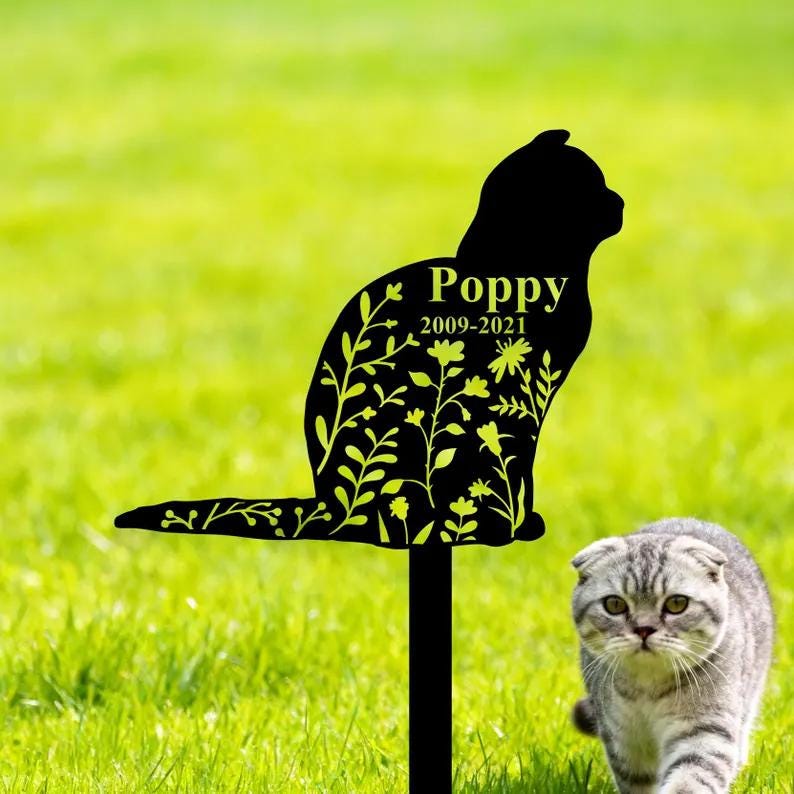 Custom Cat Memorial Garden Stake, Cat Grave Marker, Cat Memorial Plaque, Pet Cat Yard Art, Cat Breed Sign, Cat Remembrance, Cat Loss Gift