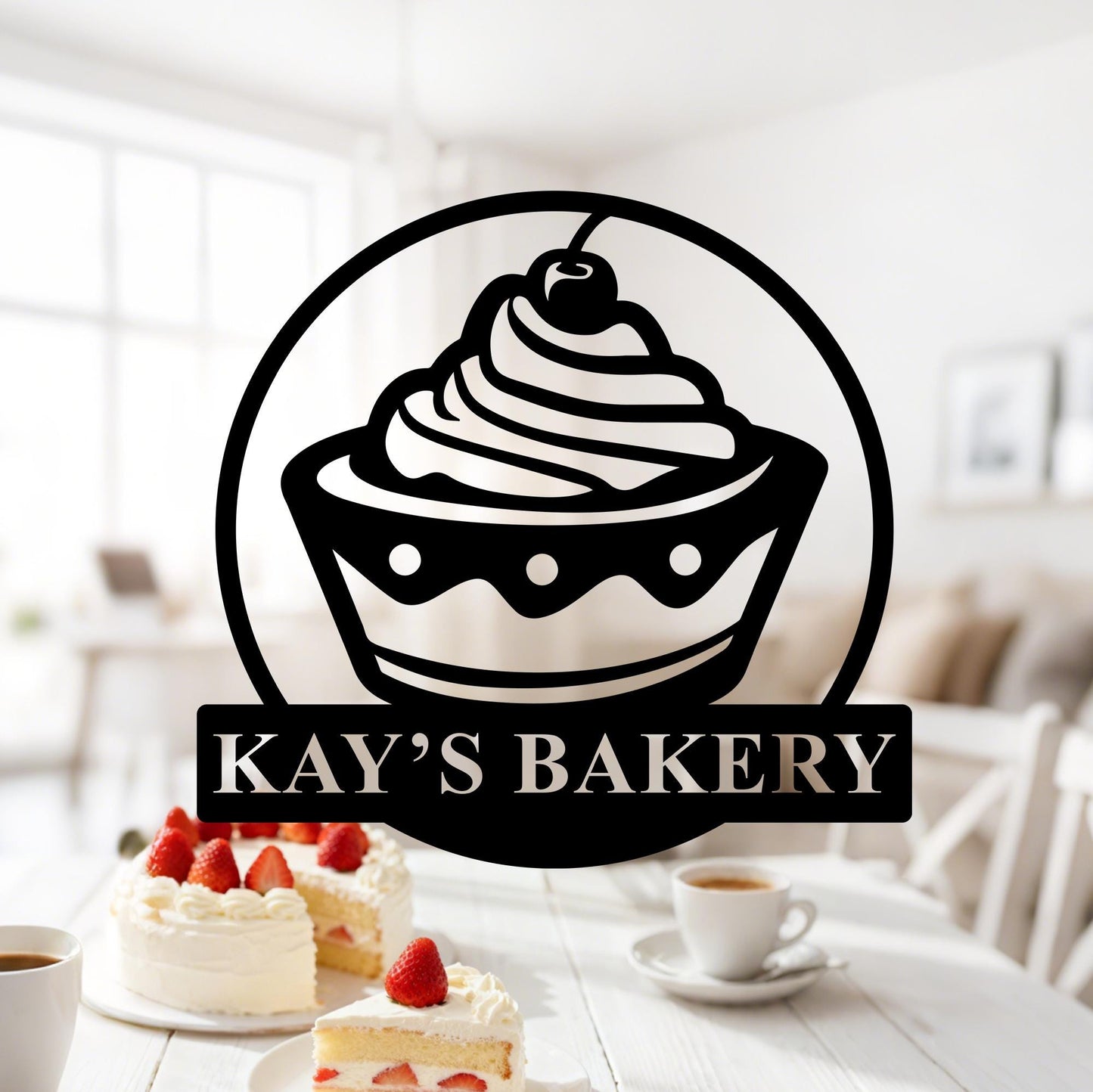 Custom Bakery Metal Sign, Cupcake Bar Sign, Bakery Name Decor, Bake Shop Sign, Bakery Kitchen Decor, Baking Wall Art, Baking Lovers Gift