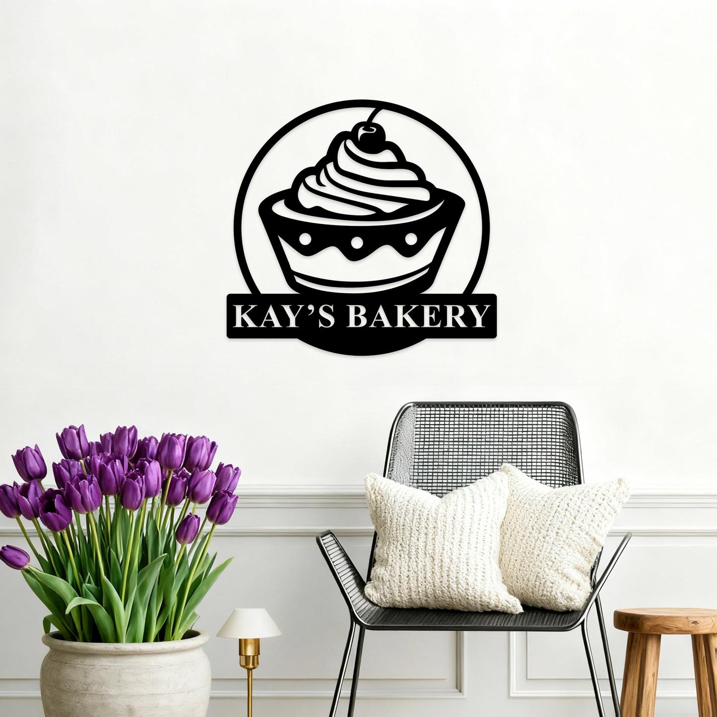 Custom Bakery Metal Sign, Cupcake Bar Sign, Bakery Name Decor, Bake Shop Sign, Bakery Kitchen Decor, Baking Wall Art, Baking Lovers Gift