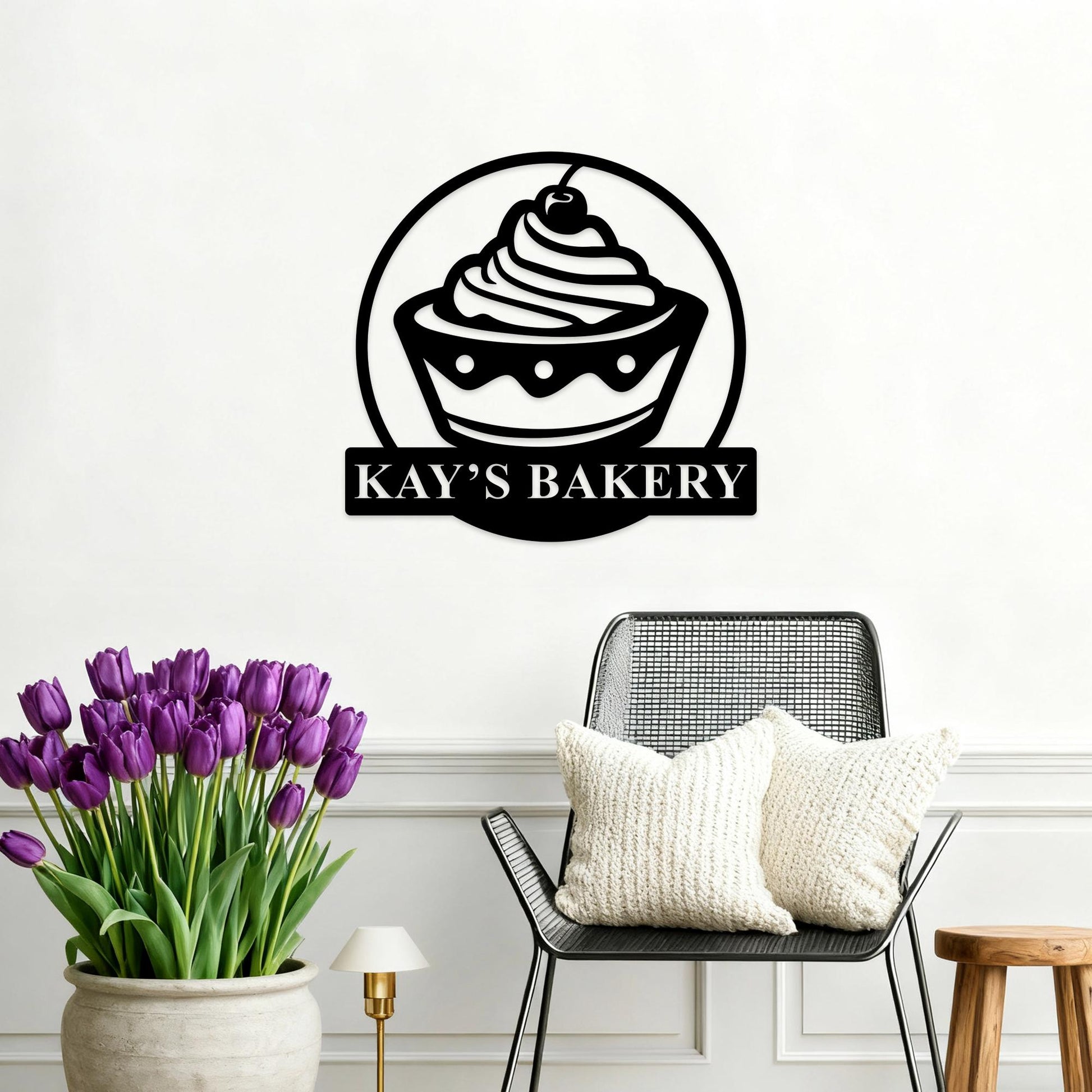 Custom Bakery Metal Sign, Cupcake Bar Sign, Bakery Name Decor, Bake Shop Sign, Bakery Kitchen Decor, Baking Wall Art, Baking Lovers Gift