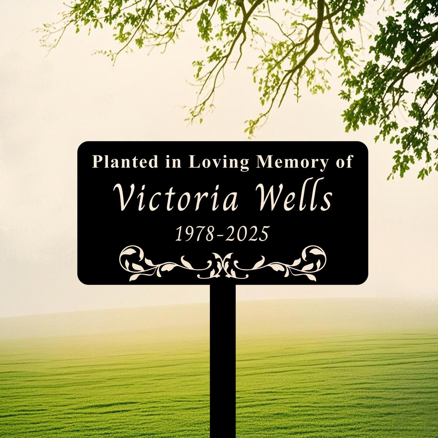 Personalized Memorial Tree Stake, Tree Memorial Sign, Metal Name Garden Grave Marker, Tree Yard Sign , Metal Name Plate, Remembrance Plaque