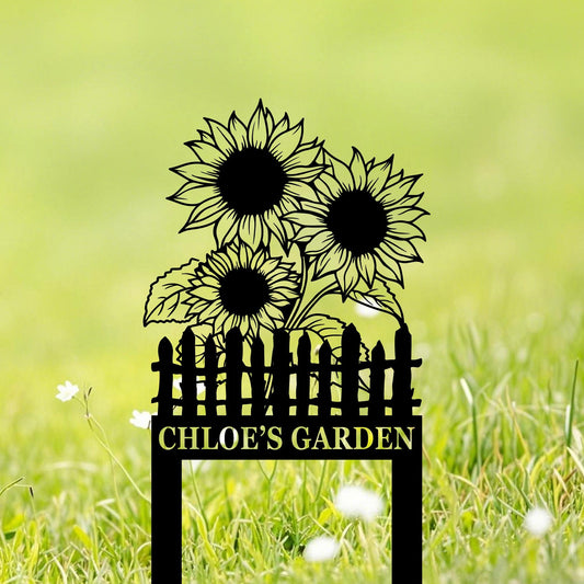 Personalized Sunflower Metal Sign,Custom Sunflower Yard Stakes,Sunflower Garden Art,Sunflower Name Sign,Outdoor Garden Decor,w Home Gift