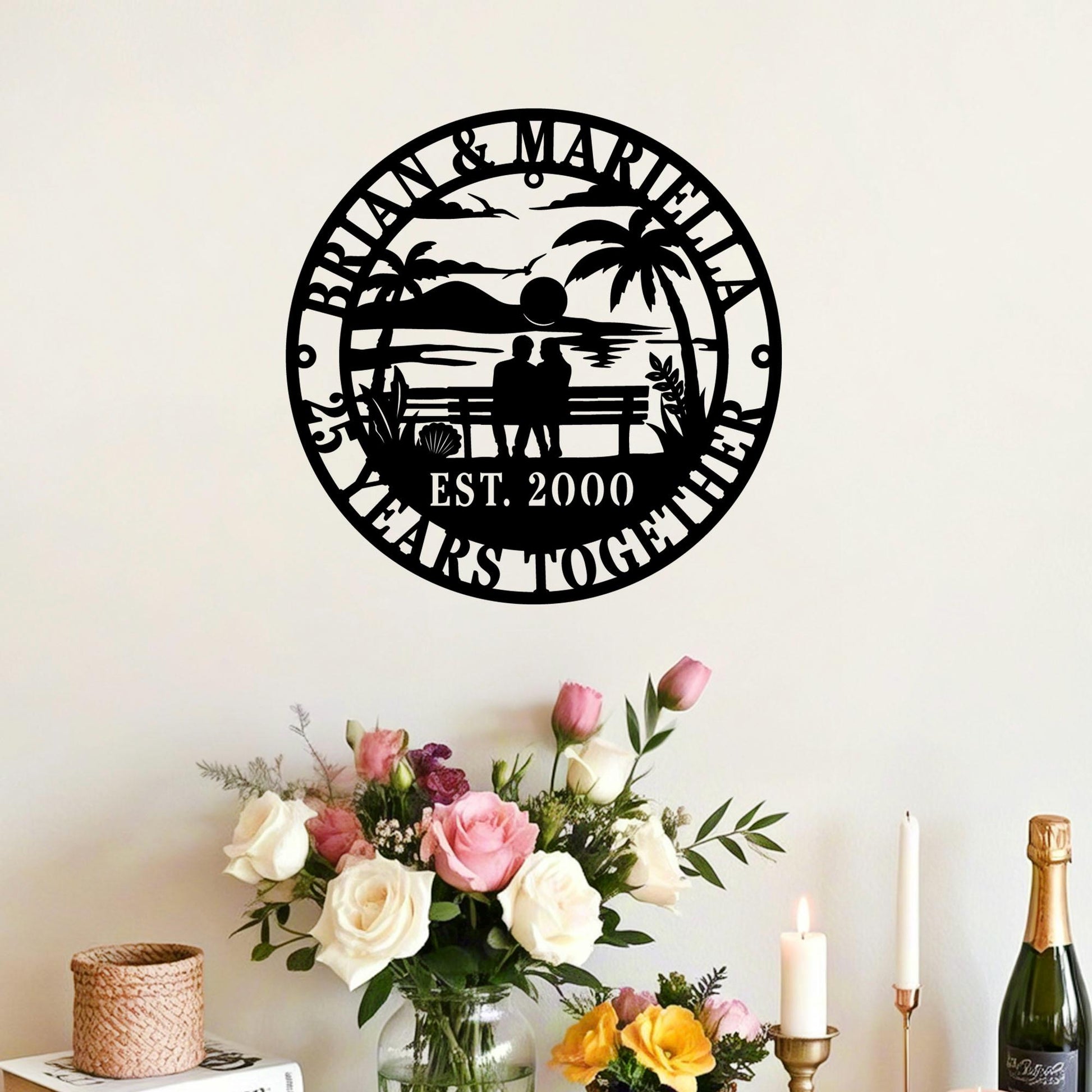 Custom 25th Anniversary Gift for Parents, 25 Years/ Any Year Anniversary Sign, Ruby Anniversary Gift Wedding Anniversary Metal Wall Art
